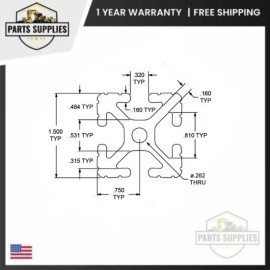80/20 1515-LS 80/20 1.50" x 1.50" Lite Smooth T-Slotted Four Open T-Slots - 72" long