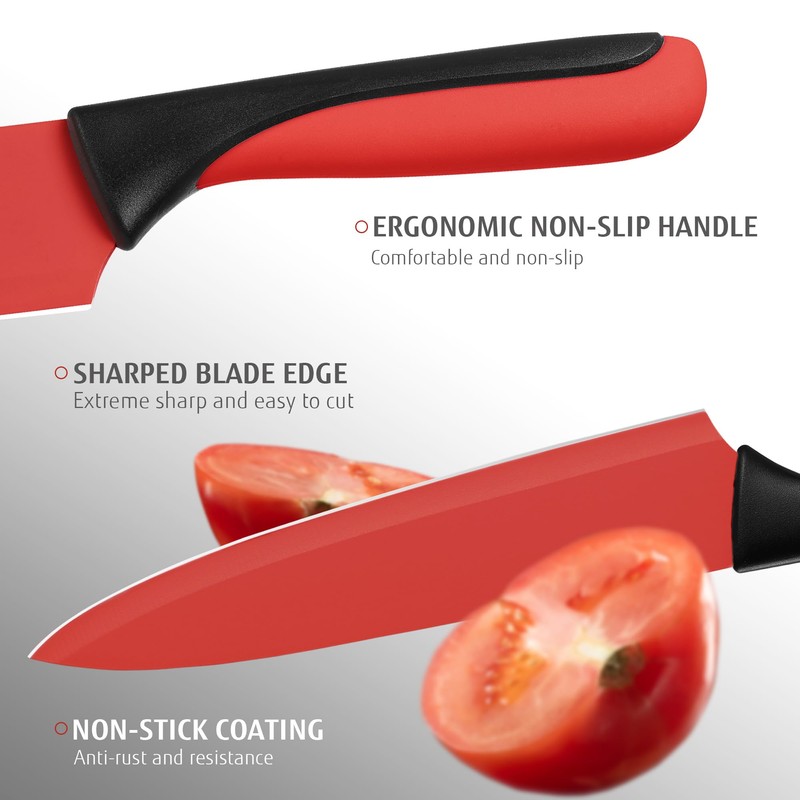hecef 13 Pieces Kitchen Knife Set with Built-in Sharpening Wooden