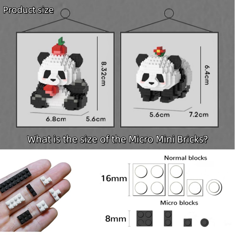 QMEAKMONY Mini Building Blocks Panda Sets Cute Micro Mini Panda