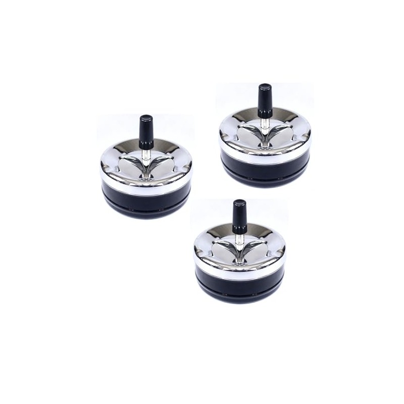 Yuelulala 3PCS Spinning Ashless Ashtray Extra Large Chrome Windproof Ashtray