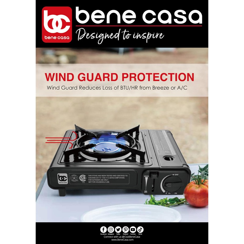 Bene Casa Portable Butane Burner 7,650 BTU | Safe &