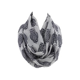 Etwoa Grey Owl Pattern Infinity Scarf Circle Loop Scarf