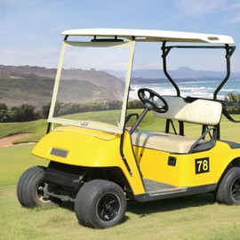 10L0L Golf Cart Foldable Windshield for EZGO TXT, Clear Film PVC Impact-Resistant Windproof