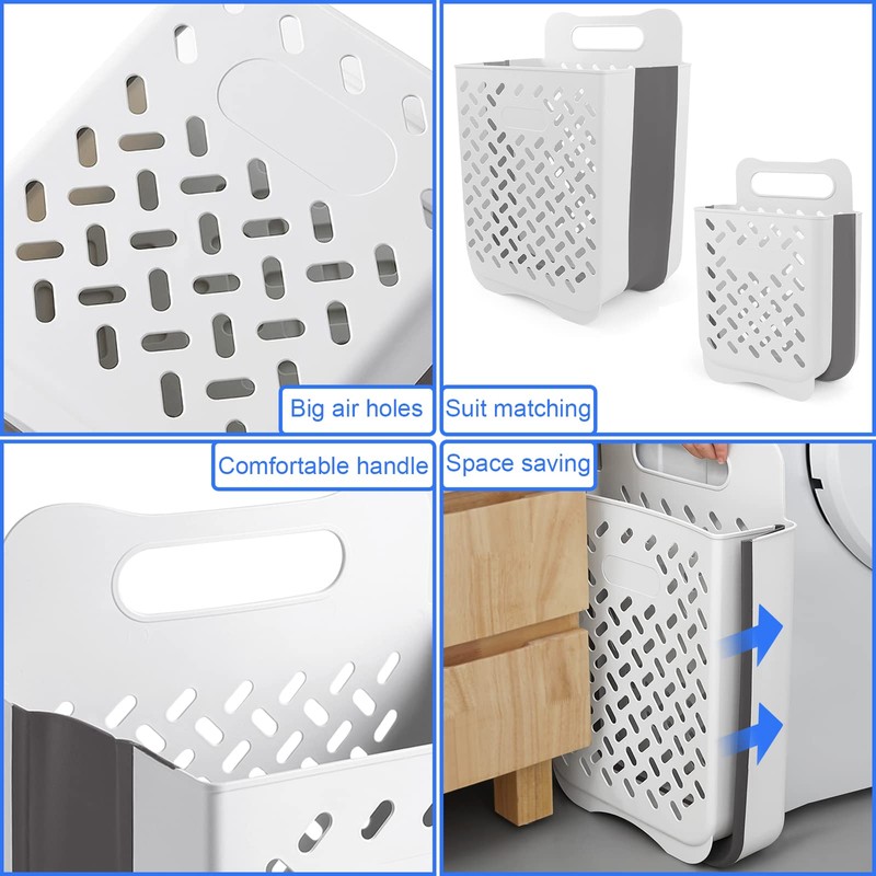Laundry Basket Hamper,Hanging Wall Collapsible Laundry with Handle,Space-Saving Foldable Storage
