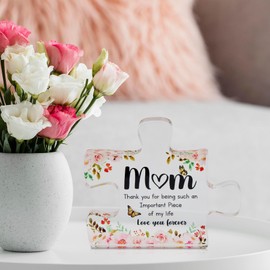 Gifts for Mom - Funny Mom Birthday Gifts from Daughter,Son - Engraved Acrylic Block Puzzle Piece Keepsake 4 x 3.3 inch,Mothers Day Thank You Gift for Women