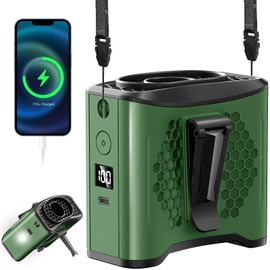 LAMBRI Portable Waist Fan Clip on Shirt Fans 10000mAh-24H Cool Clip Wearable Belt Personal Fans Rechargeable, 4 Speeds Neck Fan Hands-Free, Waist ClipFan for Jobsite Outdoor Farm, Green