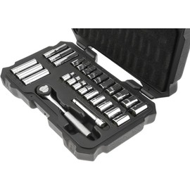 Paramount 27 Piece 1/4" Drive Chrome Vanadium Finish Deep Well Socket Set 6, 12-Points, 3/16" to 1/2" (4mm to 13mm) Range, Inch/Metric Measurement Standard