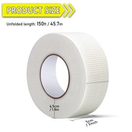 Hubaow Drywall Joint Tape, 2" x 150 Feet Self-Adhesive Encrypted Fiberglass Drywall Repair Mesh Tape for Wall Cracks and Seam Patch