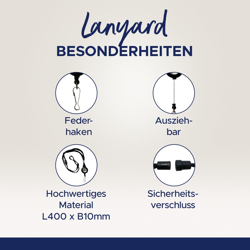 Avery 4830 Black Lanyards with Extendable Reels - Pack of