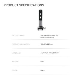 TILTA Top Handle Adapter Compatible with DJI Focus Pro Grip with NATO Rail and Cold Shoe Attachment Points TGA-FPG-THA