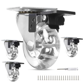 SWAWIS Set of 4 Furniture Castors Small Furniture Castors 50 mm Furniture Castors with Brake Wheels for Furniture Swivel Castors Load Capacity 160 kg 360° Rotatable Castors Transport Wheels for Pallet