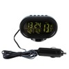 Luminous Clock Car Thermometer Temperature Display Voltage Monitor 12/24H Black