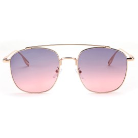 FEISEDY Oversized Round Sunglasses Women Men Trendy Vintage Square Gold Metal Sunglasses B2947