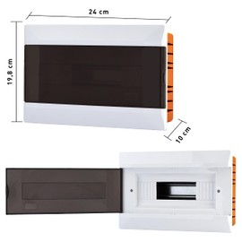 Lion Electric Fuse Box Flush-Mounted 1 Row 12 Modules Small Distributor White Surface-Mounted Distributor IP40 Power Box Installation for Wet Rooms, Basements, Garage and All Indoor Areas