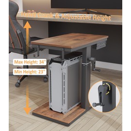 CSIHOP Height Adjustable Computer Tower Stand with Wheels and Charging Station,2-Tier PC Stand for Floor or Carpet,PC Holder Under Desk for ATX-Case,Office,Home,Gaming Room