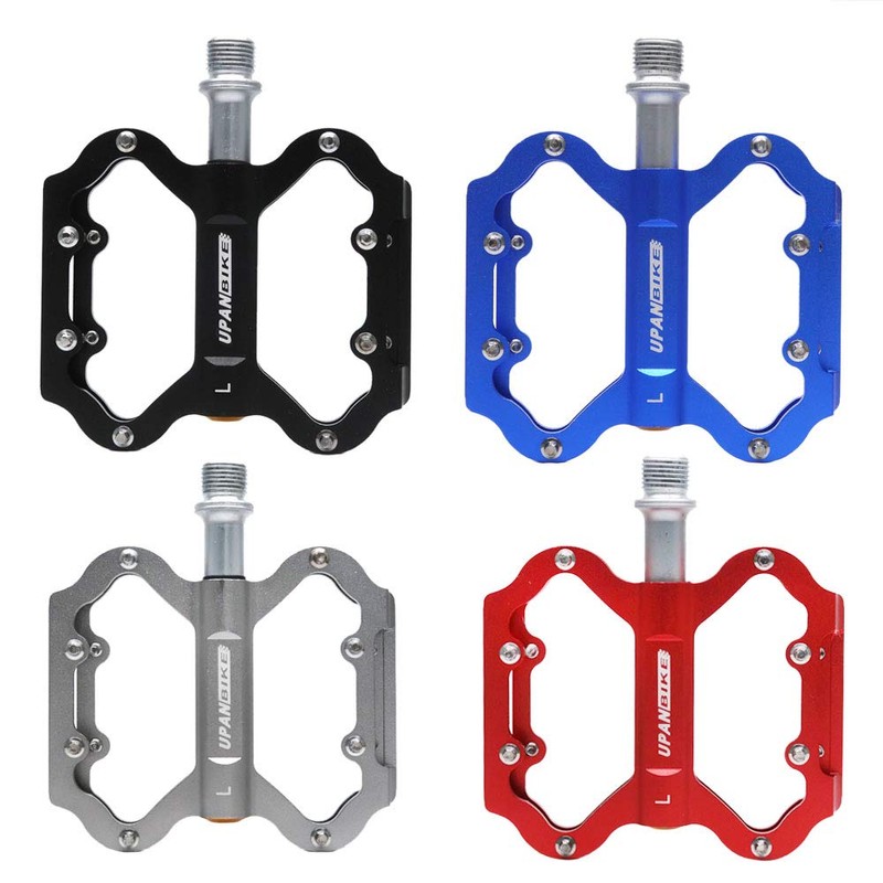 UPANBIKE Triple Bearings Bike Pedals Aluminum Flat Platform CR-MO Spindle(Black)