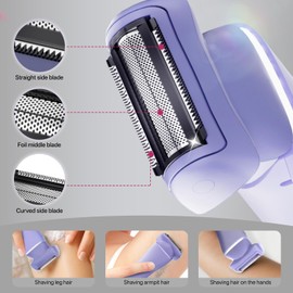 krofaue Electric Razors for Women - Waterproof Bikini Trimmer with USB Charging Dock for Leg Arm Body Face (Purple)