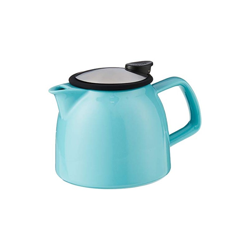 FORLIFE Bell Ceramic Teapot with Basket Infuser 26-Ounce/770ml, Turquoise