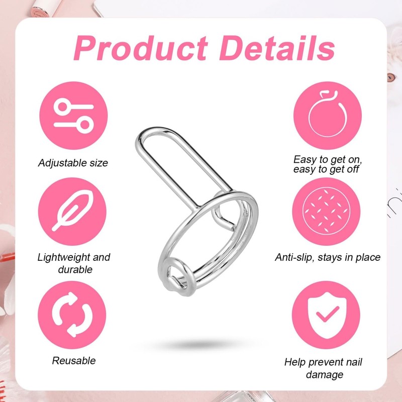 ITADAKU 10pcs Adjustable Silver Nail Rings - Reusable Detachable Metal