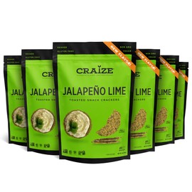 Craize *NEW FLAVOR* Jalapeño Lime Crisps | Gluten Free, Vegan, Kosher, Toasted Corn Crackers | 6 pack, 4 oz each