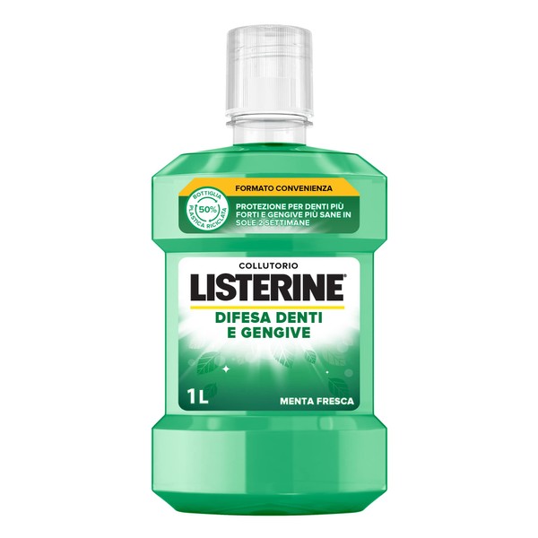 Listerine Tooth & Gum Defense, Triple Action Mouthwash, Strong Teeth and Healthy Gums, Fresh Mint 1 Litre