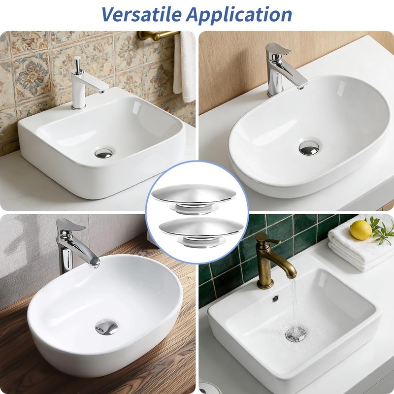 ACKKOR 2 Pcs Universal Pop Up Sink Plug Replacement, 66mm
