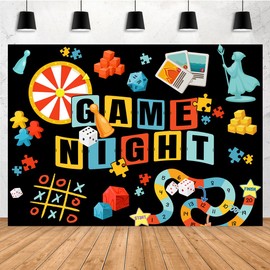 Aperturee 7x5ft Game Night Backdrop Game Party Decorations Chess Card Photograhy Background Playing Card Party Supplies Gamble Gaming Kids Adults Birthday Party Photo Booth Props