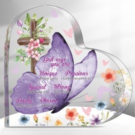 Gerrii Christian Gifts for Women Inspirational Religious Gift for Her Bible Verse Desk Decor Spiritual Acrylic Plaque Decorative Sign for Valentines Day Birthday Mom Sister Friend(Cute Butterfly)