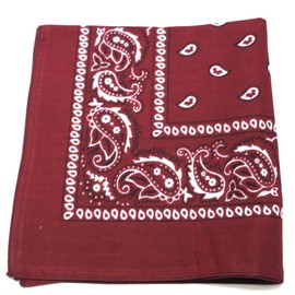 M.H.I. Pack of 5 X-Large Paisley Cotton Printed Bandana - 27 x 27 inches (Burgundy), 27X27