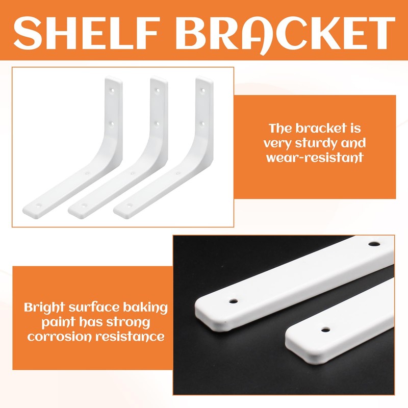 Shelf Brackets,6Pcs Shelf Bracket,Brackets for Shelves,100mm*100mm White Shelf Brackets,L Bracket