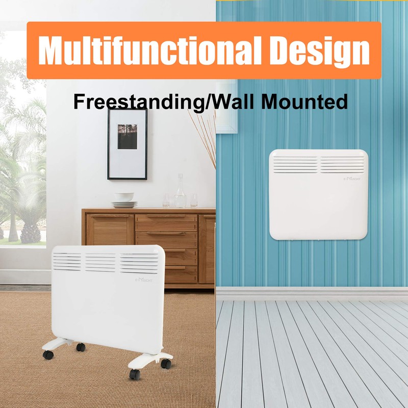 Vilobos Space Heater,1000W Electric Convector Heater with Wheels Freestanding/Wall Mounted,Smart