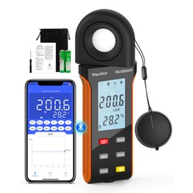 Luxmeter Bluetooth Light Meter, WapoRich Digital Light Meter Light Meter Measures 1~400,000Lux/FC with Ambient Temperature Backlight for Photography, Plants (RQ-5000APP)