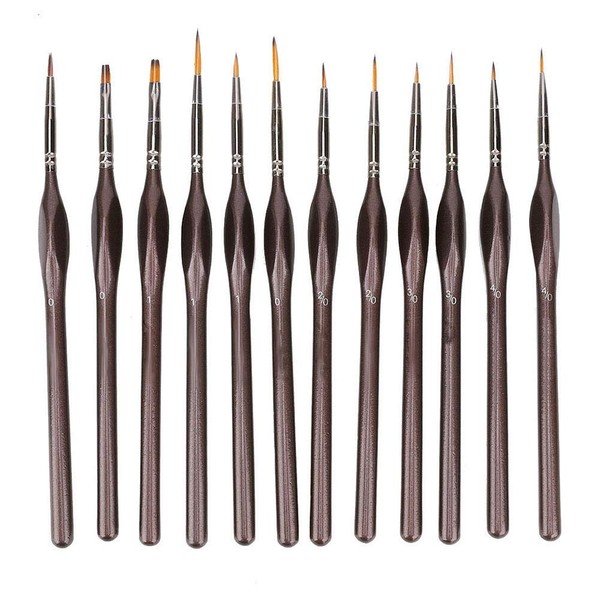 12PCS Detail Paint Brush Set Fine Detail Brushes with Triangular Handles for Fine Detailing & Art Painting(12 Hook line pens in PVC Cylinder Packaging)