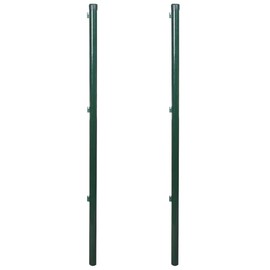 vidaXL Iron Fence Posts - Durable 45.3" Dark Green Posts Designed for Fixed Installation Into Dirt - 2 pcs Included