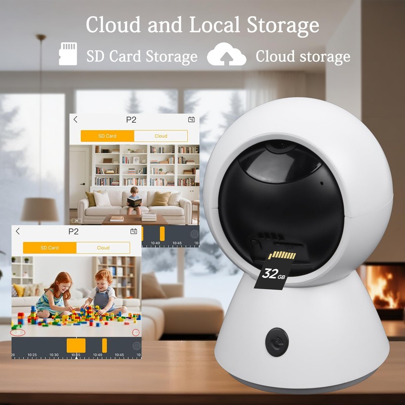 Iridsmole 2K WiFi Security Camera Indoor, Pet Camera with Phone