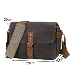 Neuleben Camera Bag Shoulder Bag with Removable Camera Compartment Vintage Small Shoulder Bag Canvas for Women / Men, Waxed Canvas Dark Grey, Retro