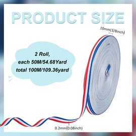 MAYJOYDIY 100m Red White Blue Striped Ribbon 10mm Patriotic Stripe Grosgrain Ribbon for Memorial Day Gift Wrapping Party Decoration DIY Crafting and Sewing