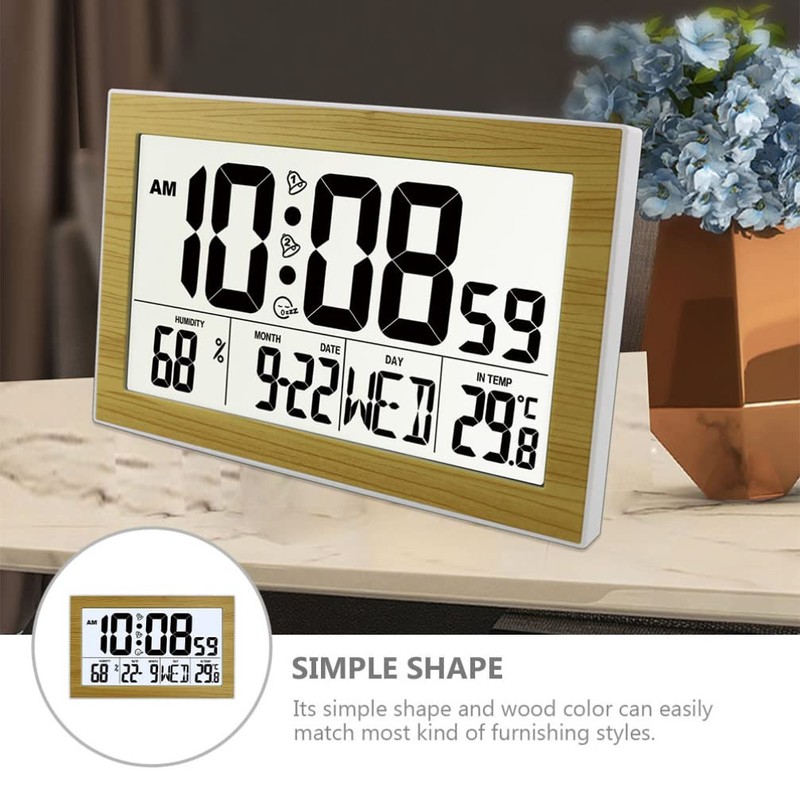 Beavorty 1pc Perpetual Calendar Desk Clock Alarm Clock Thermometer Student