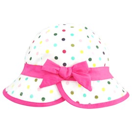 ANIMQUE Baby Girl Sun Hat Cotton Fishing Hat Princess Children Spring Summer Hat Cute and Lovely Bow Polka Dots Rose Red, Polka - Colourful