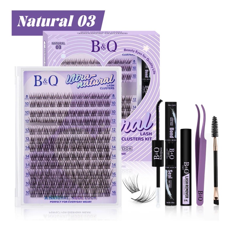 Extensiones De Pestañas Postizas Naturales B&q Kit Completo