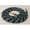 Pferdeseile_DE Boltsnap Ground Lead Black Turquoise Natural 4 Metres Cotton Silver + Dark Leather