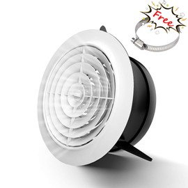 Soffit Vents 4 Inch Adjustable Round Air Vents ABS Louver Grille Cover White Air Exhaust Vents for Bathroom Hotel School Office Ventilation (100mm)