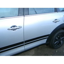 Fits Mini Cooper Black and White British Flag Auto Accessory Door Handle Trim Molding Scratch Cover Guards 4 Door Pack