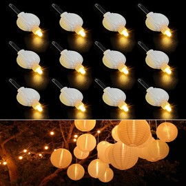 12 Pcs Paper Lantern Lights, Warm White Mini LED Lights