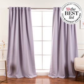 Best Home Fashion Premium Blackout Curtain Panels - Solid Thermal Insulated Window Treatment Blackout Drapes for Bedroom - Back Tab & Rod Pocket – Lilac - 52" W x 63" L - (Set of 2 Panels)