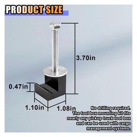 4PCS Truck Tool Box Mounting Kit, J Hook Truck Toolbox Clamps, No Drilling, Pickup Truck Aluminum Crossover Tie Downs, Tool Box Accessories for Fix Supplies and Truck Position (Black)