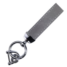 Kirakira Punpummaru Leather Key Chain Silver D-Ring Key Strap for Cars, Men's, Motorcycles, Fall and Lost Prevention, silver x gray