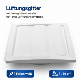 VIOKS Ventilation Grille with Movable Slats Closure Flap Blind End Grille Backflow Flap Diameter 150 mm
