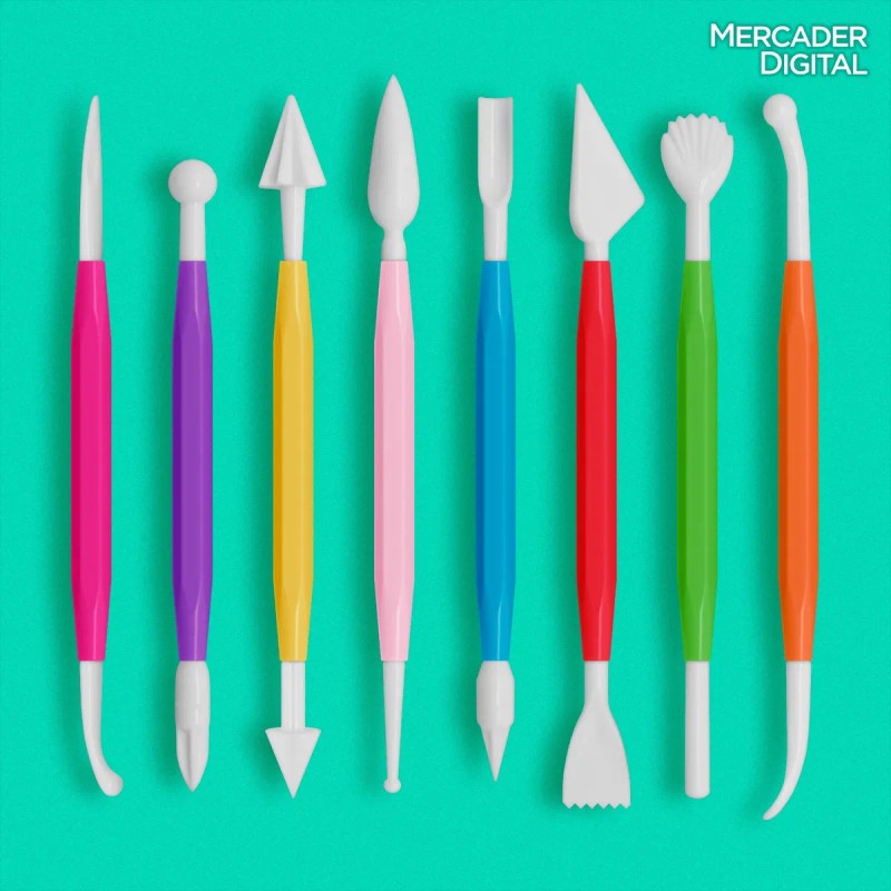 Set 8 Estecas Herramientas Modelado Fondant Arcilla Pasta
