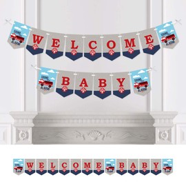 Big Dot of Happiness Fired Up Fire Truck - Firefighter Firetruck Baby Shower Bunting Banner - Party Decorations - Welcome Baby